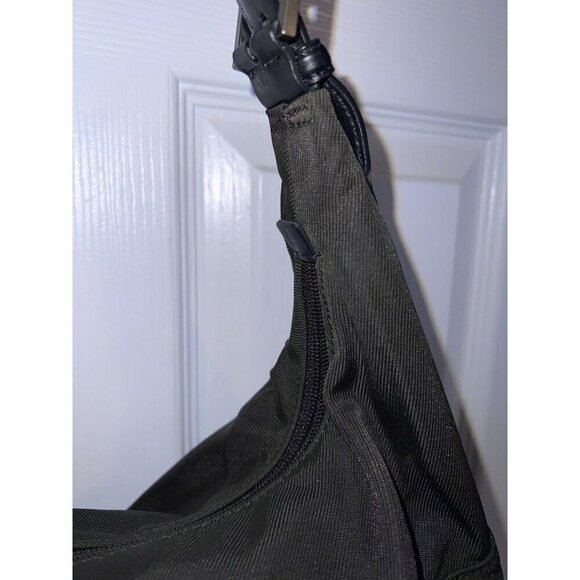 COACH Neoprene Nylon Dark Green Leather Handle Satchel Handbag - Picture 5 of 16